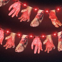 Halloween Red Led Lights With Hands And Feet Hanging Banner Cards 98 Ft 30 Led 2 Modes Battery Halloween Lights For Halloween P