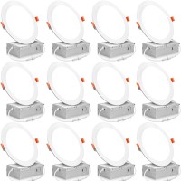 Fucoda 12 Pack 6 Inch Led Recessed Light Can Lights For Ceiling 6 Inch With Junction Box 1050Lm Brightness Canless Recessed Li