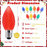 Kondras 50 Pack C7 Led Christmas Replacement Bulbs,Multicolored Waterproof Led Bulbs, Shatterproof Led Bulbs For Outdoor Indoor Party Patio Garden Holiday Room Decoration, E12 Candelabra Base