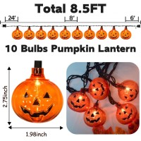 Sotopoo 85Ft Halloween Lights Pumpkin String Lights With 10 Smiling Jack O Lantern Pumpkin Lights For Home Room Halloween Part