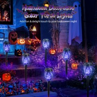 Halloween Decorations Outdoor 10 Pack Bright Solar Halloween Lights Over 12 Hrs Blue Flickering Flame Halloween Solar Lights O