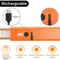 Aluminum Panel 37.4Inch Long Rechargeable Underhood Work Light, 6400Mah Led Work Light Bar With Magnetic And Hooks, Cordless 3000Lm Bright Work Light For Car Repairing Emergency Garage Workshop