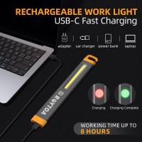 Roytoa Rechargeable Led Flashlights High Lumens Cob Led Magnetic Work Light With Hook Super Bright Handheld Flashlight For Emer