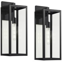 John Timberland Titan Modern Outdoor Wall Light Fixtures Set Of 2 Mystic Black Rectangular Box Frame 20