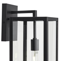 John Timberland Titan Modern Outdoor Wall Light Fixtures Set Of 2 Mystic Black Rectangular Box Frame 20