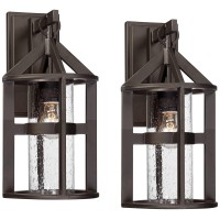 John Timberland Argentine Rustic Farmhouse Outdoor Wall Light Fixtures Set Of 2 Bronze Metal 17