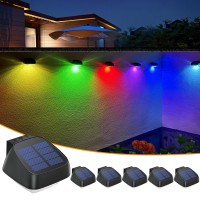 Microy Solar Fence Lights 6 Pack Cool Whitergb Solidcolor Changing Solar Deck Lights For Outside Upgraded Led Solar Outdoor