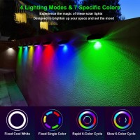 Microy Solar Fence Lights 6 Pack Cool Whitergb Solidcolor Changing Solar Deck Lights For Outside Upgraded Led Solar Outdoor