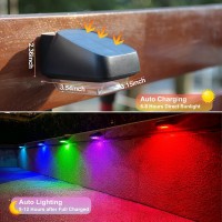 Microy Solar Fence Lights 6 Pack Cool Whitergb Solidcolor Changing Solar Deck Lights For Outside Upgraded Led Solar Outdoor