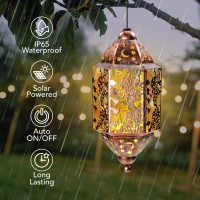 Maggift 2 Pack Solar Lanterns Outdoor Waterproof Solar Hanging Light With Handle Warm White Led Retro Christmas Garden Lights