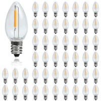 Myemitting Led Night Light Bulb - C7 E12 Led Bulbs - Candelabra Light Bulbs, 0.6 Watt Equivalent 7W Incandescent Bulb, Warm White 2200K, Window Candles & Chandeliers Replacement Bulb, Plastic 50 Pack