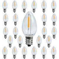 Myemitting C7 E12 Led Night Light Bulbs, C7 Replacement Bulbs Night Light, Window Candles & Chandeliers, E12 Intermediate Base, 0.6W Equivalent To 7W, Warm White 2200K, Clear Plastic, 25 Pack