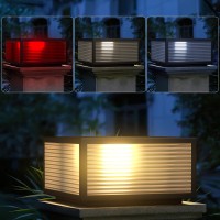 Post Cap Lights Solar Powered, 30Cm Metal&Glass Solar Lights For Pillars, Modern Outdoor Post Lights Ip65 Waterproof, Pillar Lights Warm And Cold Led Light For Patio Garden Decor(1Pack)