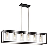 Hccz 6 Lights Modern Dining Room Light Fixtures Over Table Black Brushed Nickel Farmhouse Chandeliers Rectangular Pendent Ligh