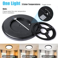 Wowag 2Pack Led Flush Mount Ceiling Light Fixture 12 Inch Super Slim 24W 2200Lm 3 Color Temperature In One 3000K4000K6000K Sur