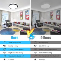 Wowag 2Pack Led Flush Mount Ceiling Light Fixture 12 Inch Super Slim 24W 2200Lm 3 Color Temperature In One 3000K4000K6000K Sur