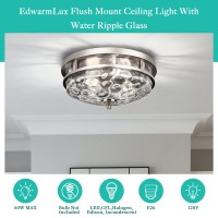 Edwarmlux Flush Mount Ceiling Lights, 2-Light Farmhouse Close To Ceiling Light, Industrial Ceiling Lighting Fixture For Kitchen Hallway Bedroom Living Room Stairways Porch (Brushed Nickel)