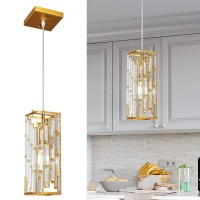 Fdpby Gold Pendant Lighting Modern Pendant Light Mini Crystal Chandeliers Adjustable Pendant Light Fixture For Kitchen Island D