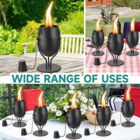 Fan-Torches 4 Pack Metal Table Top Torches, 14 Oz Citronella Torches For Outside, Refillable Flame Light Torch, Decorative Tabletop Lantern For Yard, Patio, Deck, Garden, Party, Landscape