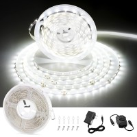 Ct Capetronix White Led Strip Light, 49.2 Feet 24 Volt Led Light Strip White, 6000K Daylight Super Bright Led Tape Light For Bedroom, Kitchen, Closet, Cabinet, Mirror, Indoor(Dimmer Included)