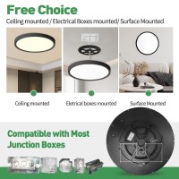 158 Inch Black Led Flush Mount Ceiling Light 32W 3480Lm 3000K4000K6000K Cct Selectable Round Flat Panel Light Low Profile