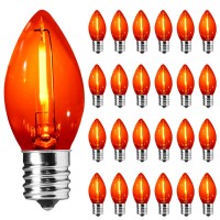 Sotopoo Orange E12 Led Bulb 25 Pack C7 Orange Light Bulbs C7 Led Replacement Bulbs For Christmas Halloween Indoor Outdoor Stri