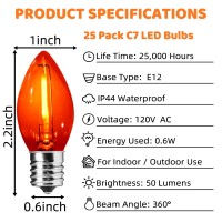 Sotopoo Orange E12 Led Bulb 25 Pack C7 Orange Light Bulbs C7 Led Replacement Bulbs For Christmas Halloween Indoor Outdoor Stri