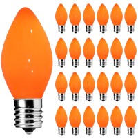 Sotopoo Ceramic Orange Led Light Bulb 25 Pack C7 Orange Light Bulbs E12 Led Light Bulbs Perfect As Christmas Halloween Indoor