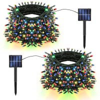 Tw Shine 2 Pack Solar Christmas Lights Decorations Outdoor Total 400 Led 132 Ft Solar Powered Outdoor Christmas Light With 8 Mo