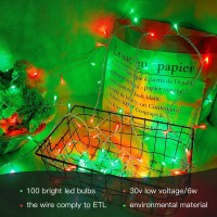 Hopolon Christmas Lights Outdoor Indoor Red And Green 100 Led Christmas String Lights 33Ft Extendable Waterproof Clear Wire Twin