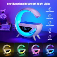 Zoopeen Wireless Charger Atmosphere Lamp With Bluetooth Speaker Alarm Clock Night Light 15W Wireless Charger Speaker For Bedside