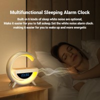 Zoopeen Wireless Charger Atmosphere Lamp With Bluetooth Speaker Alarm Clock Night Light 15W Wireless Charger Speaker For Bedside