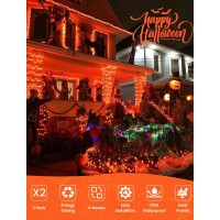 Beewin 2 Pack Orange Solar Fairy Lights Outdooreach 33Ft 100 Led Solar Powered Halloween String Lightswaterproof Copper Wire T