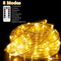 Bebrant Led Rope Lights Battery Operated String Lights40Ft 120 Leds 8 Modes Outdoor Waterproof Fairy Lights Dimmabletimer With