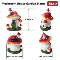 Fhwty Mushroom House Garden Statue Outdoor Solar Light Mushroom House Garden Figurines For Lawn Balcony Yard Decoration Outd