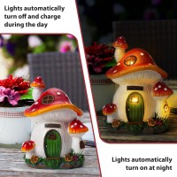 Fhwty Mushroom House Garden Statue Outdoor Solar Light Mushroom House Garden Figurines For Lawn Balcony Yard Decoration Outd