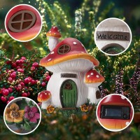 Fhwty Mushroom House Garden Statue Outdoor Solar Light Mushroom House Garden Figurines For Lawn Balcony Yard Decoration Outd