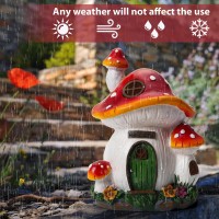 Fhwty Mushroom House Garden Statue Outdoor Solar Light Mushroom House Garden Figurines For Lawn Balcony Yard Decoration Outd