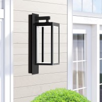 Outdoor Wall Light Fixture Exterior Aluminum Waterproof Patio Lantern Porch Sconces Mounted Lighting Glass Shades Modern Matte Black Wall Lamps For Patio Front Door Garage