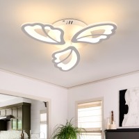 Goeco Acrylic Ceiling Light, Led Modern White Ceiling Light Fixture 3 Heads Acrylic Ceiling Light, 3000K Warm Light Simple Flower Ceiling Lamp For Bedroom, Living Room, Kitchen, Hallway