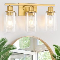 3Light Gold Bathroom Light Fixtures Brushed Brass Vanity Light Fixture Modern Bath Wall Sconce Lighting Wall Mount Light Over