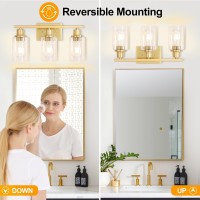 3Light Gold Bathroom Light Fixtures Brushed Brass Vanity Light Fixture Modern Bath Wall Sconce Lighting Wall Mount Light Over