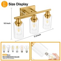 3Light Gold Bathroom Light Fixtures Brushed Brass Vanity Light Fixture Modern Bath Wall Sconce Lighting Wall Mount Light Over