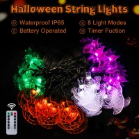 Timer 2 Pack Halloween Lights Total 23Ft 60 Led Pumpkin Bat Spider Ghost Halloween String Lights Battery Operated 8 Modes Wat