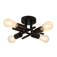 Wilon Semi Flush Mount Ceiling Light Fixture 4Light Industrial Black Ceiling Light Modern Sputnik Chandelier Small Ceiling La