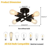 Wilon Semi Flush Mount Ceiling Light Fixture 4Light Industrial Black Ceiling Light Modern Sputnik Chandelier Small Ceiling La