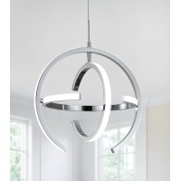 Qs Modern Led Chandelier Chrome Silver Round Globe Led Hanging Pendant Light Fixtures For Entryway Kitchen Island Dining Room L