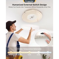 Ensenior 10 Inch Led Flush Mount Ceiling Light Fixture 5Cct Glass Dimmable Ceiling Light 2700K3000K3500K4000K5000K Kitchen