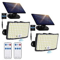 Solar Motion Sensor Light Outdoor Exterior Indoor 122 Led Solar Flood Lights With Extension Wires Separate Panel 3 Modes Ip6