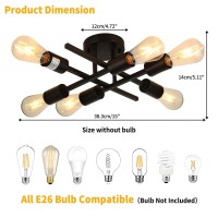 Wilon Black Flush Mount Ceiling Light Farmhouse Kitchen Lighting Fixtures Ceiling Mount 6Light Industrial Semi Flush Sputnik